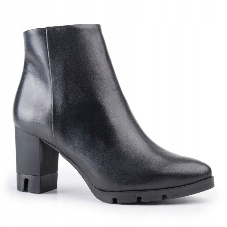 Marco Shoes Botas atrevidas de piel flor natural con tacón grueso negro 1