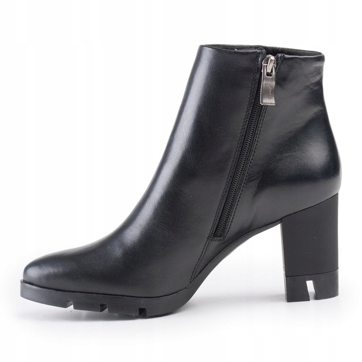 Marco Shoes Botas atrevidas de piel flor natural con tacón grueso negro 2