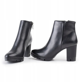 Marco Shoes Botas atrevidas de piel flor natural con tacón grueso negro 4