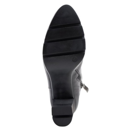 Marco Shoes Botas atrevidas de piel flor natural con tacón grueso negro 6