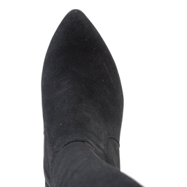 Marco Shoes Botas puntiagudas de piel negra con flores negro 8