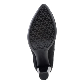 Marco Shoes Botas puntiagudas de piel negra con flores negro 7