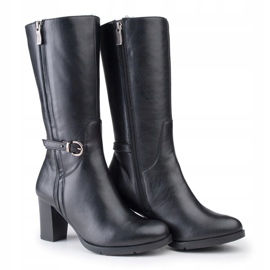 Marco Shoes Botas clásicas de napa negra con hebillas y correas adicionales negro 1