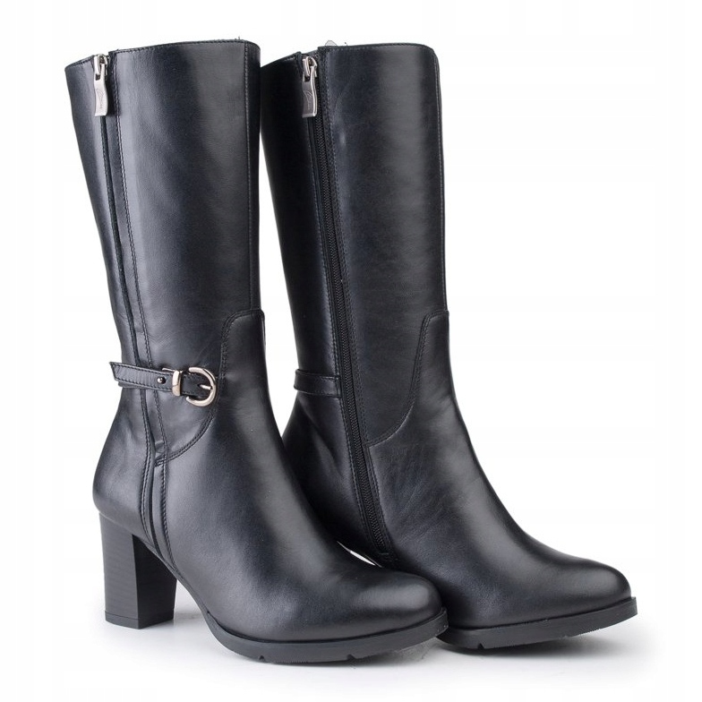 Marco Shoes Botas clásicas de napa negra con hebillas y correas adicionales negro 1