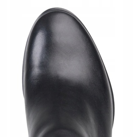 Marco Shoes Botas de piel flor negra con inserto plateado negro 5