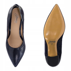 Marco Shoes Salón azul marino confeccionado en piel de gamuza pulida con tacón barnizado 3
