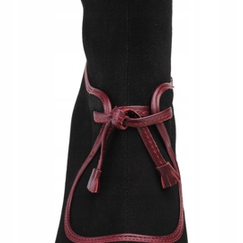 Marco Shoes Botas de piel de ante negro con tacón morado e inserciones moradas violeta 4