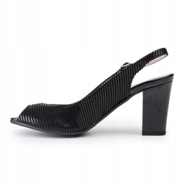 Marco Shoes Sandalias sin puntera y tacón en piel negra con rayas negro 2 Marco Shoes Sandalias sin puntera y tacón en piel negra con rayas negro 2