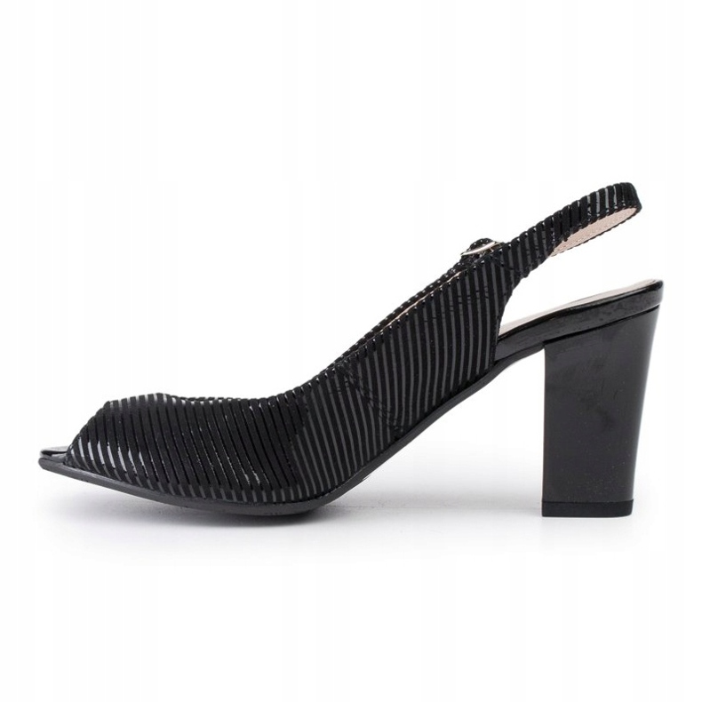 Marco Shoes Sandalias sin puntera y tacón en piel negra con rayas negro 2 Marco Shoes Sandalias sin puntera y tacón en piel negra con rayas negro 2