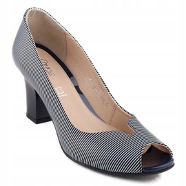 Zapatos de salón Marco Shoes piel azul marino + blanco 1