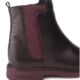 Marco Shoes Botines ligeros con fondo plano de piel flor negra con inserto morado negro 5