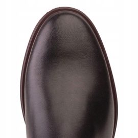 Marco Shoes Botines ligeros con fondo plano de piel flor negra con inserto morado negro 6
