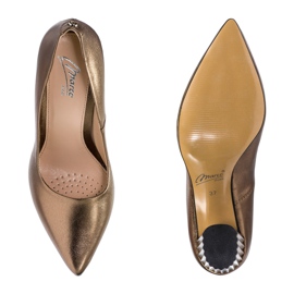 Marco Shoes Zapatos de salón metalizados con tacón alto acanalado marrón 2