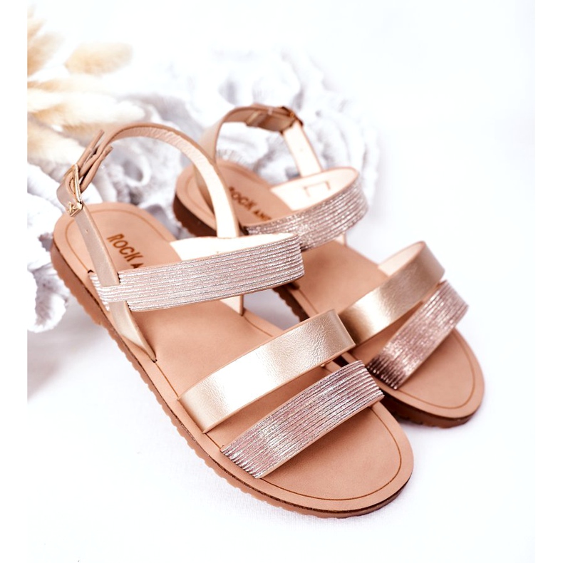 Sandalias Infantiles Brillantes Rose Gold Natalie dorado 2