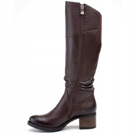 Marco Shoes Cosaco de cuero arrugado marrón oscuro 1