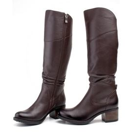 Marco Shoes Cosaco de cuero arrugado marrón oscuro 2