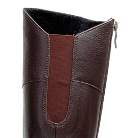 Marco Shoes Cosaco de cuero arrugado marrón oscuro 3