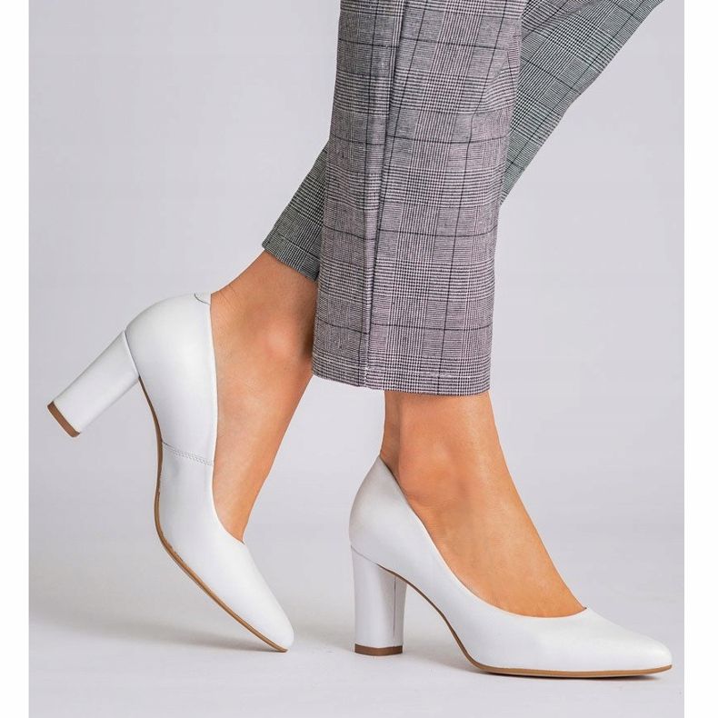 Marco Shoes Salones clásicos de piel blanca blanco 1