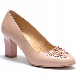 Marco Shoes Salón 1120P rosa con adorno floral rosado 1