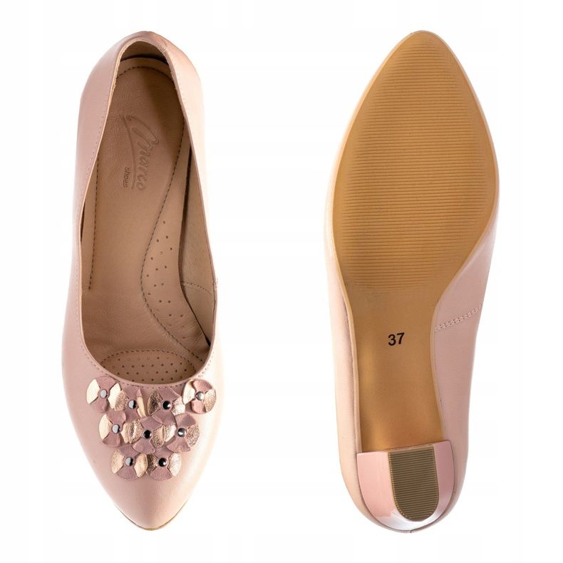 Marco Shoes Salón 1120P rosa con adorno floral rosado 2
