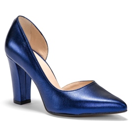 Marco Shoes Zapatos azul marino con un lado abierto 3