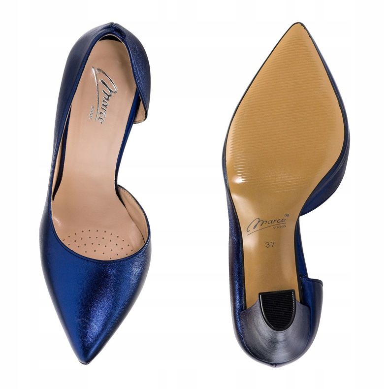 Marco Shoes Zapatos azul marino con un lado abierto 1