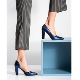 Marco Shoes Zapatos azul marino con un lado abierto 4