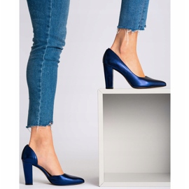 Marco Shoes Zapatos azul marino con un lado abierto 8