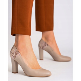Marco Shoes Salón 1154P beige con motivo reptil 4
