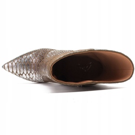 Marco Shoes Botas de mujer metalizadas en stiletto con motivo animal beige plata 6