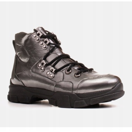 Marco Shoes Botas deportivas de piel gris brillante 1