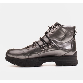 Marco Shoes Botas deportivas de piel gris brillante 2