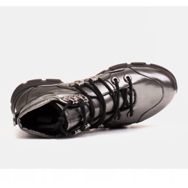 Marco Shoes Botas deportivas de piel gris brillante 4