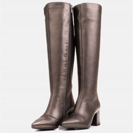 Marco Shoes Botas de mujer elegantes 1376K en color marrón metalizado 4