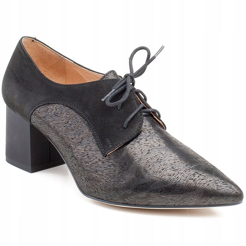 Marco Shoes Zapato negro con cordones 1248P de ante con estampado 1