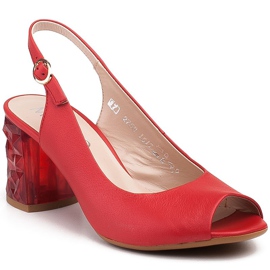 Marco Shoes Sandalias de piel roja con tacón 3D rojo 1