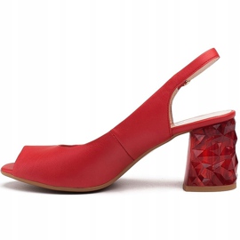 Marco Shoes Sandalias de piel roja con tacón 3D rojo 2