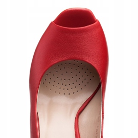 Marco Shoes Sandalias de piel roja con tacón 3D rojo 5