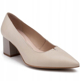 Marco Shoes Zapatos de salón beige 1038P con tacón estable 2
