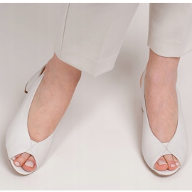 Marco Shoes Sandalias 1573P de piel blanca con tacón estable blanco 4