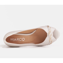 Marco Shoes Salón 1577P de piel blanca con tacón estable blanco 9