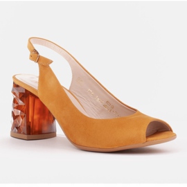 Marco Shoes Sandalias de piel amarillas con tacón 3D 1517P amarillo 1 Marco Shoes Sandalias de piel amarillas con tacón 3D 1517P amarillo 1