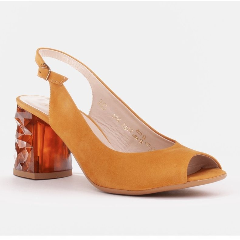 Marco Shoes Sandalias de piel amarillas con tacón 3D 1517P amarillo 1 Marco Shoes Sandalias de piel amarillas con tacón 3D 1517P amarillo 1