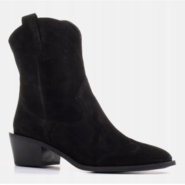 Marco Shoes Bota cowboy negra confeccionada en ante natural sin aislante negro 1