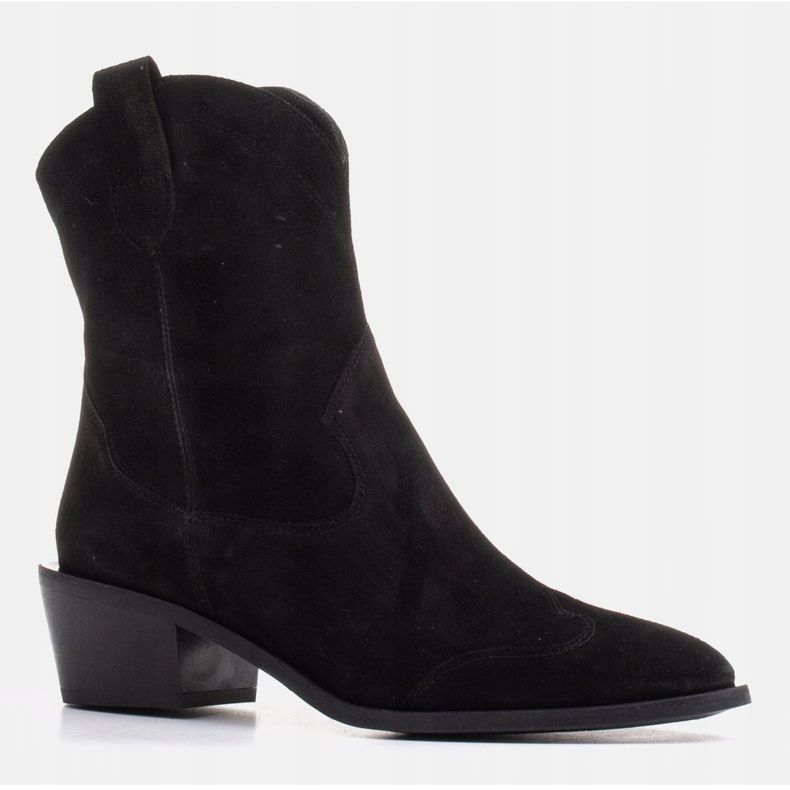 Marco Shoes Bota cowboy negra confeccionada en ante natural sin aislante negro 1