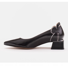 Marco Shoes Salón de mujer con motivo floral en tacón bajo negro 3