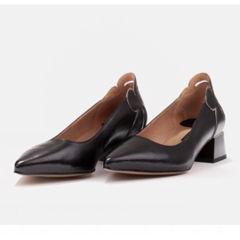 Marco Shoes Salón de mujer con motivo floral en tacón bajo negro 5