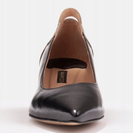 Marco Shoes Salón de mujer con motivo floral en tacón bajo negro 2
