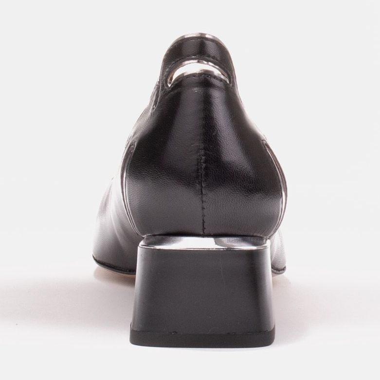 Marco Shoes Salón de mujer con motivo floral en tacón bajo negro 1