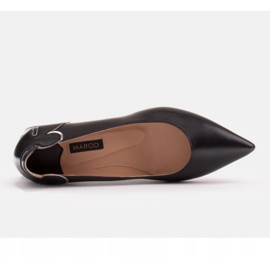 Marco Shoes Salón de mujer con motivo floral en tacón bajo negro 6